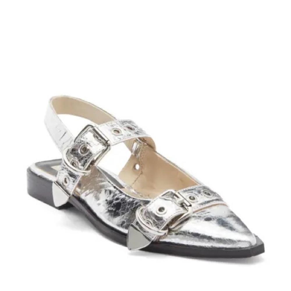 Dolce vita studded pointy toe 6 Silver Women's Slingback Flats THP